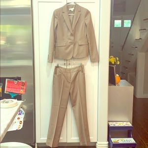 New York & Company tan and cream pinstripe suit
